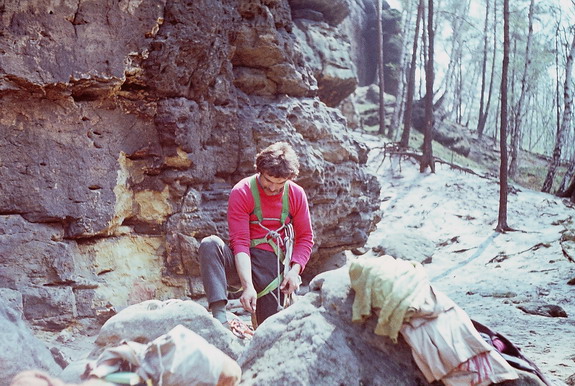 Luděk Šlechta.pod nástupem na Rauschenstein,Gondakante 01.05.1980