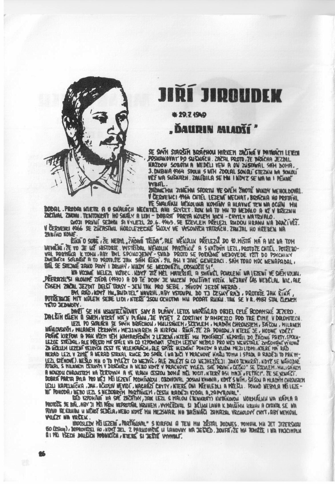List z 1. dílu monografie HO Turnov (Jindřich Sochor, 1986-1987)