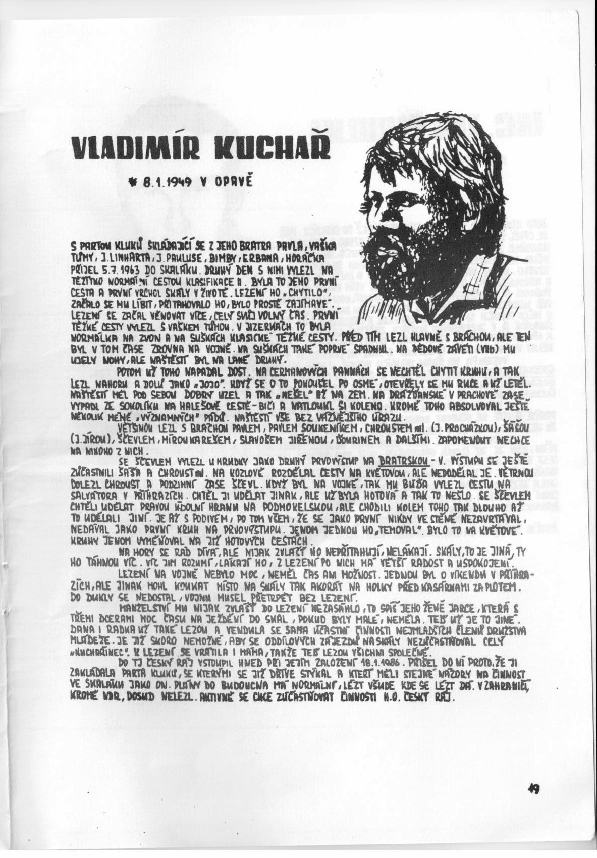 List z 1. dílu monografie HO Turnov (Jindřich Sochor, 1986-1987)