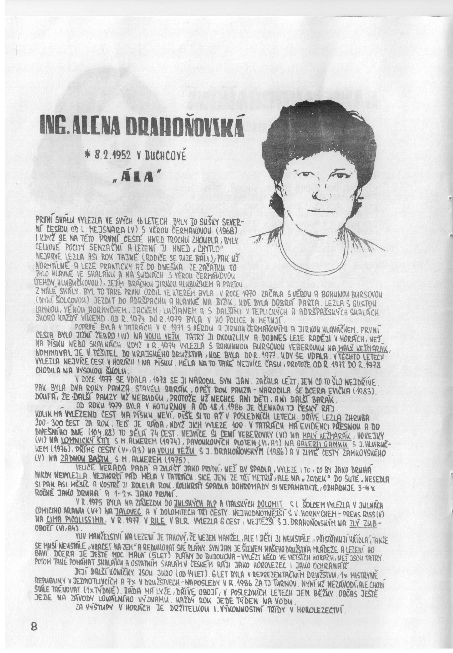 List z 2. dílu monografie HO Turnov (Jindřich Sochor, 1986-1987)