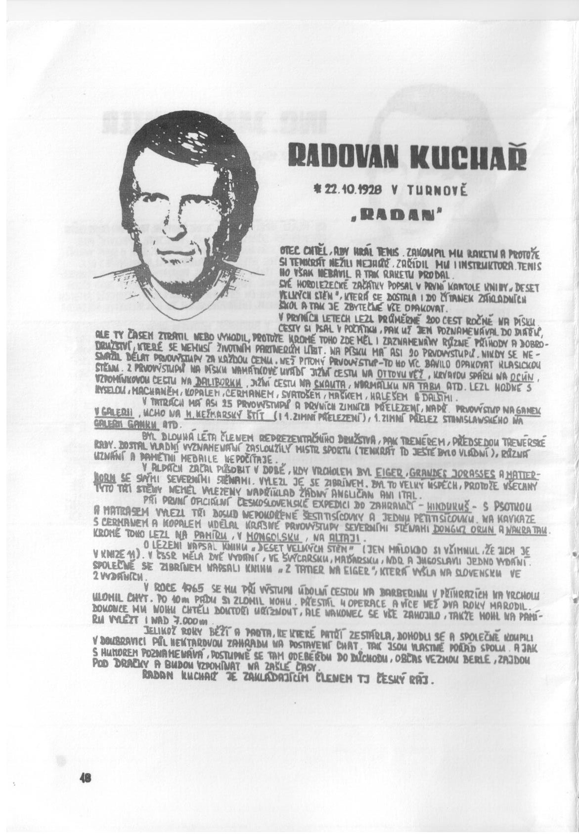 List z 1. dílu monografie HO Turnov (Jindřich Sochor, 1986-1987)