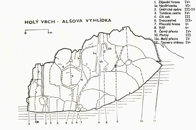oblast: Praha a okolí, sektor: Holý vrch a Kozí hřbety, podsektor: Holý vrch, skála: ALŠOVA VYHLÍDKA