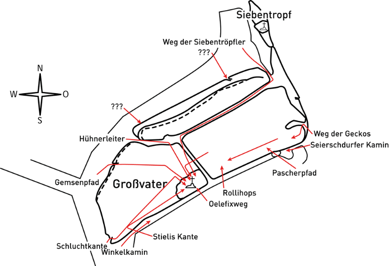 oblast: Žitava, sektor: Jonsdorf, podsektor: Jonsdorfer Felsenstadt, skála: GROßVATER