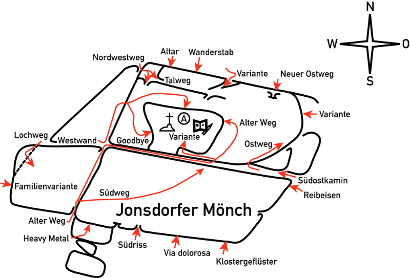 oblast: Žitava, sektor: Jonsdorf, podsektor: Nonnenfelsen, skála: JONSDORFER MÖNCH