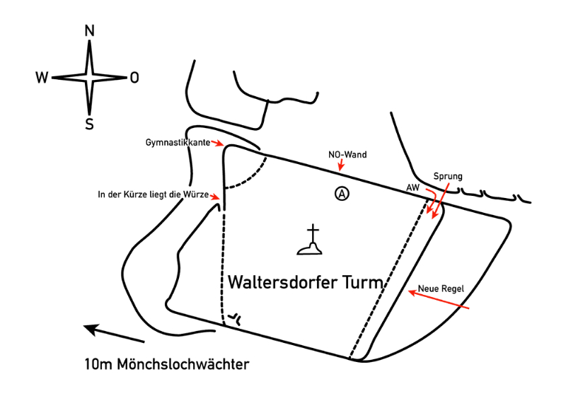 oblast: Žitava, sektor: Jonsdorf, podsektor: Nonnenfelsen, skála: WALTERSDORFER TURM