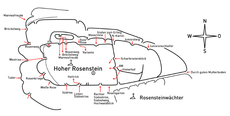 oblast: Žitava, sektor: Oybin, podsektor: Rosensteine und Umgebung, skála: HOHER ROSENSTEIN
