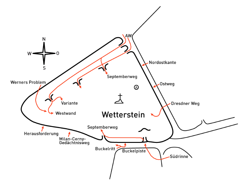 oblast: Žitava, sektor: Oybin, podsektor: Rosensteine und Umgebung, skála: WETTERSTEIN