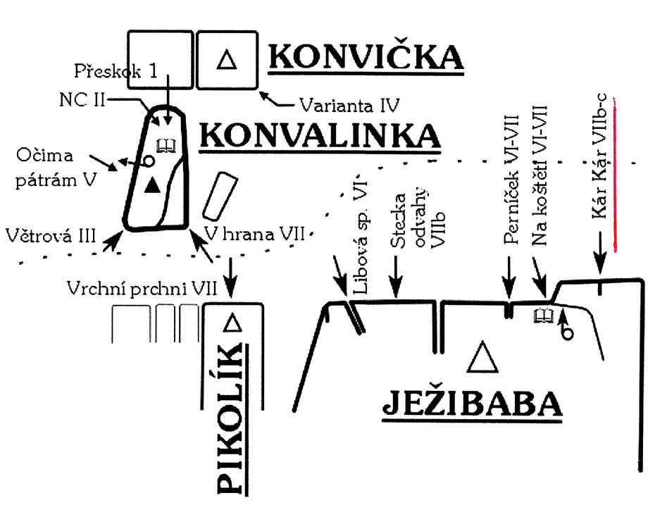 oblast: Severní oblasti Českého Ráje, sektor: Betlémské skály, skála: KONVIČKA - M